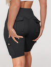 ZASUWA Female Pocket Scrunch Bum High-rise Cargo Style Spandex Gym Booty Shorts