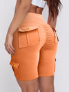 ZASUWA Female Pocket Scrunch Bum High-rise Cargo Style Spandex Gym Booty Shorts