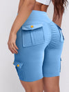 ZASUWA Female Pocket Scrunch Bum High-rise Cargo Style Spandex Gym Booty Shorts