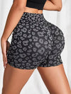 ZASUWA Female Leopard Peach Hip Spandex Gym Booty Shorts